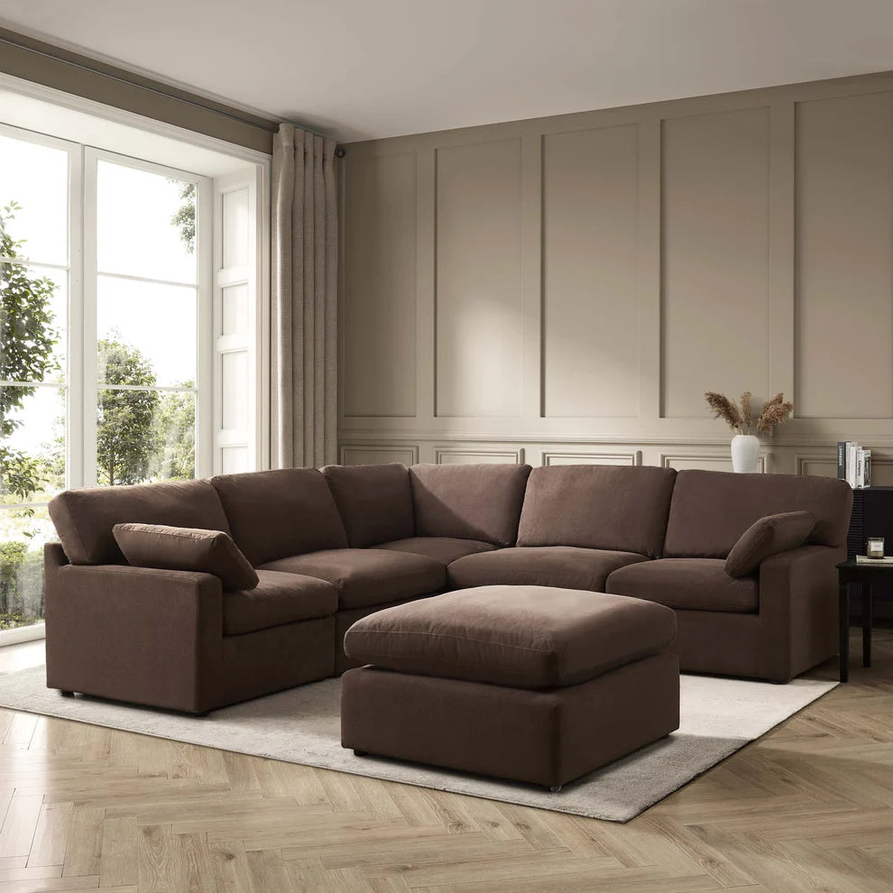 Savannah Feather left Hand Corner Sofa - Chocolate