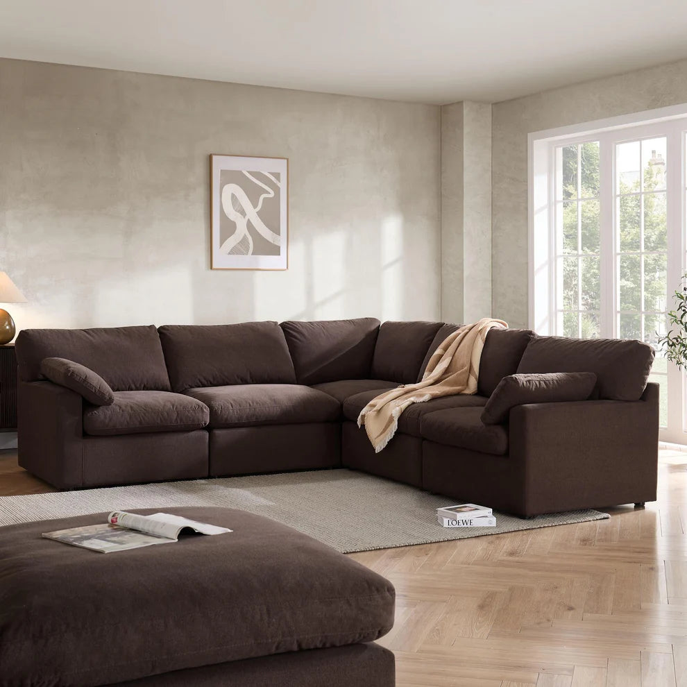 Savannah Feather left Hand Corner Sofa - Chocolate