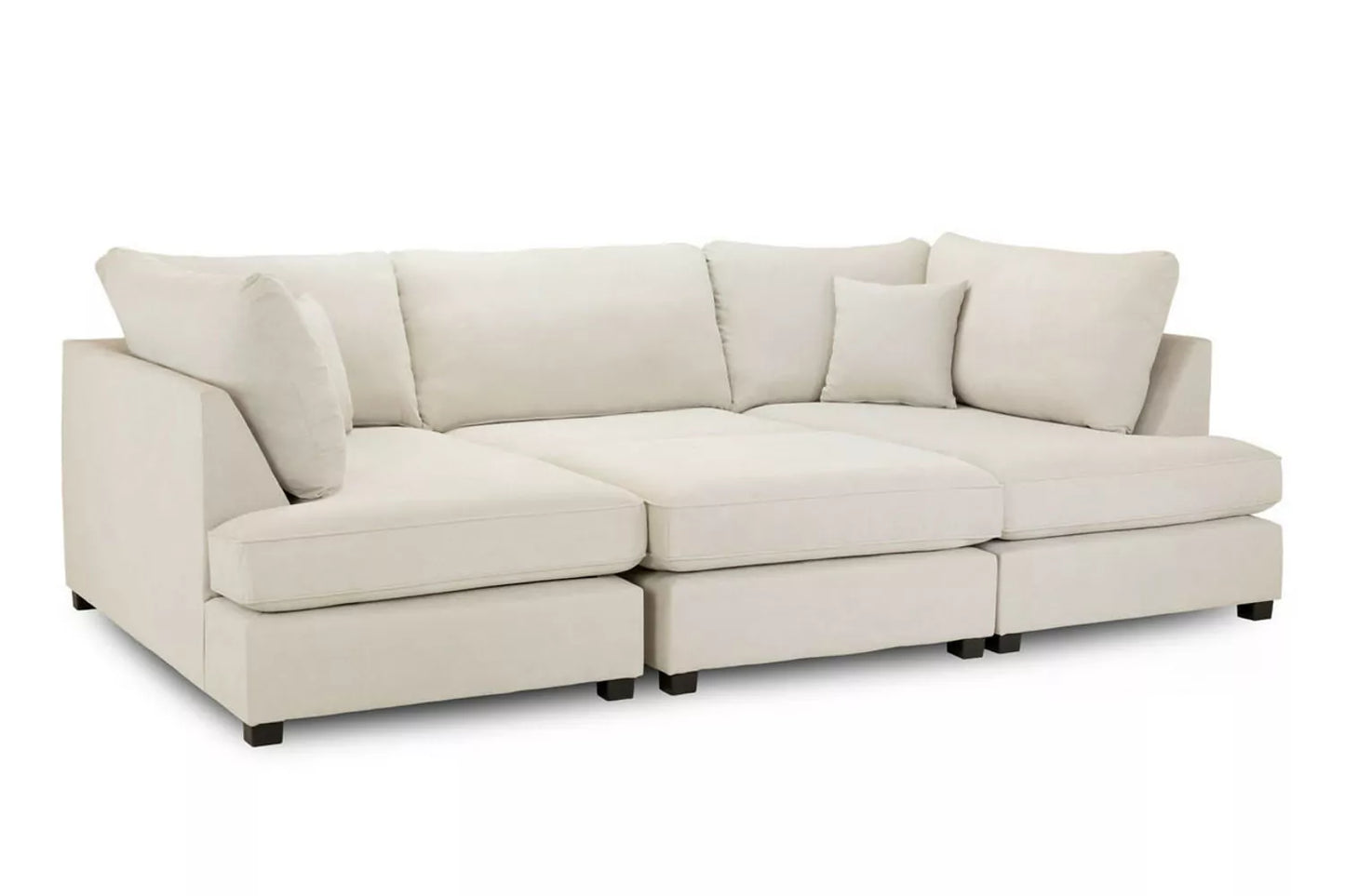 Nestle U Shape Beige Corner Sofa With Footstool