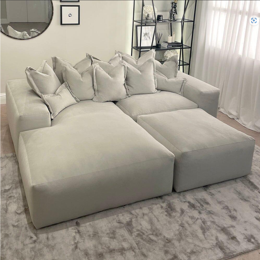 Astoria Silver Elegance Pillow Back Corner Sofa (RH Faceing Large Sofa)