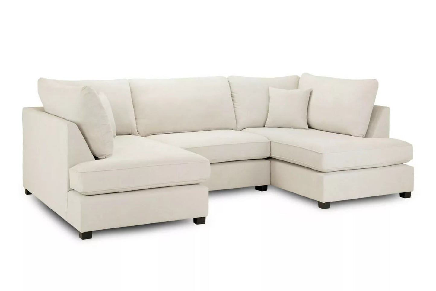 Nestle U Shape Beige Corner Sofa With Footstool