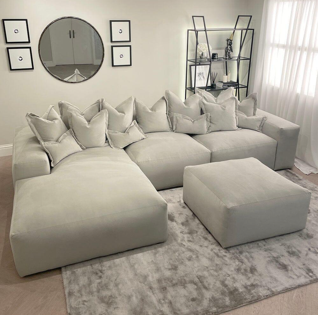 Astoria Silver Elegance Pillow Back Corner Sofa (RH Faceing Large Sofa)