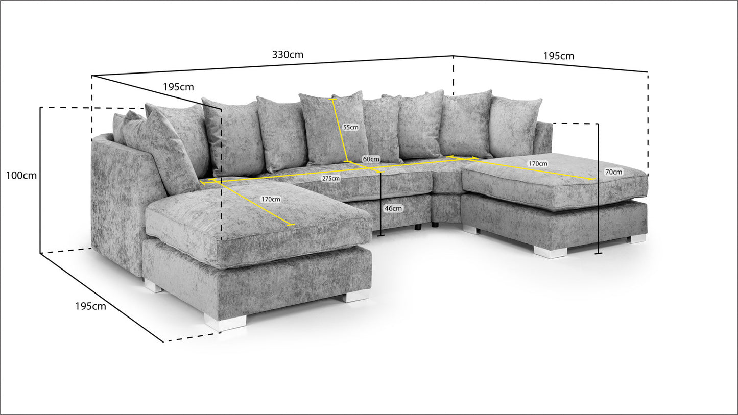 Regal Truffle U Shape Corner Scatterback Sofa