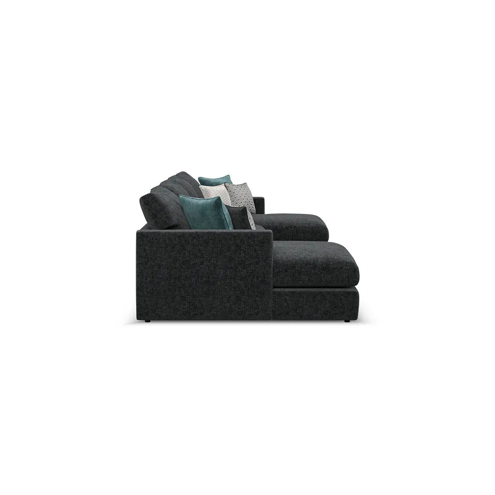 Noir Luxe U Shape 4 Seat Double Chaise End Sofa