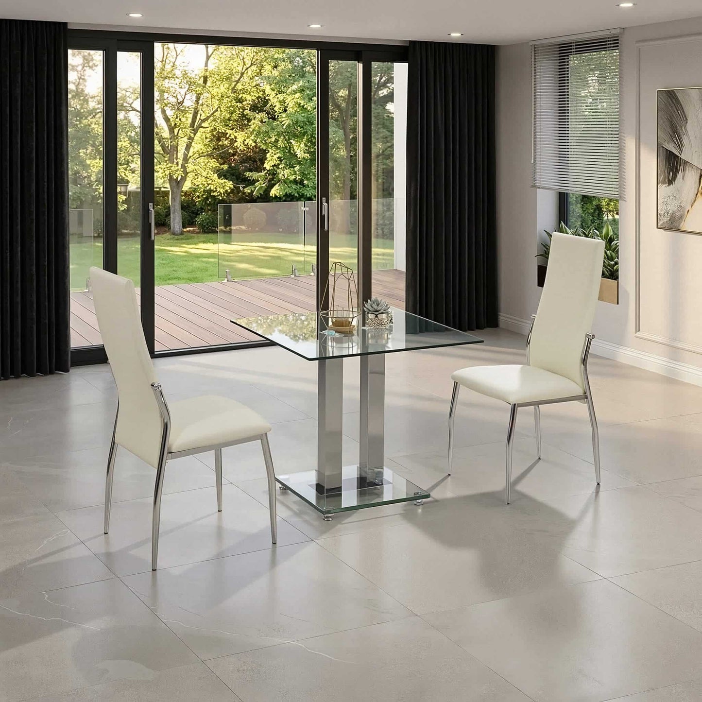 Ankara Small Dining Table Chrome - luxury dining furniture