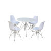 Bianca Round Dining Table Matt White and Steel Chrome Legs - luxury dining furniture