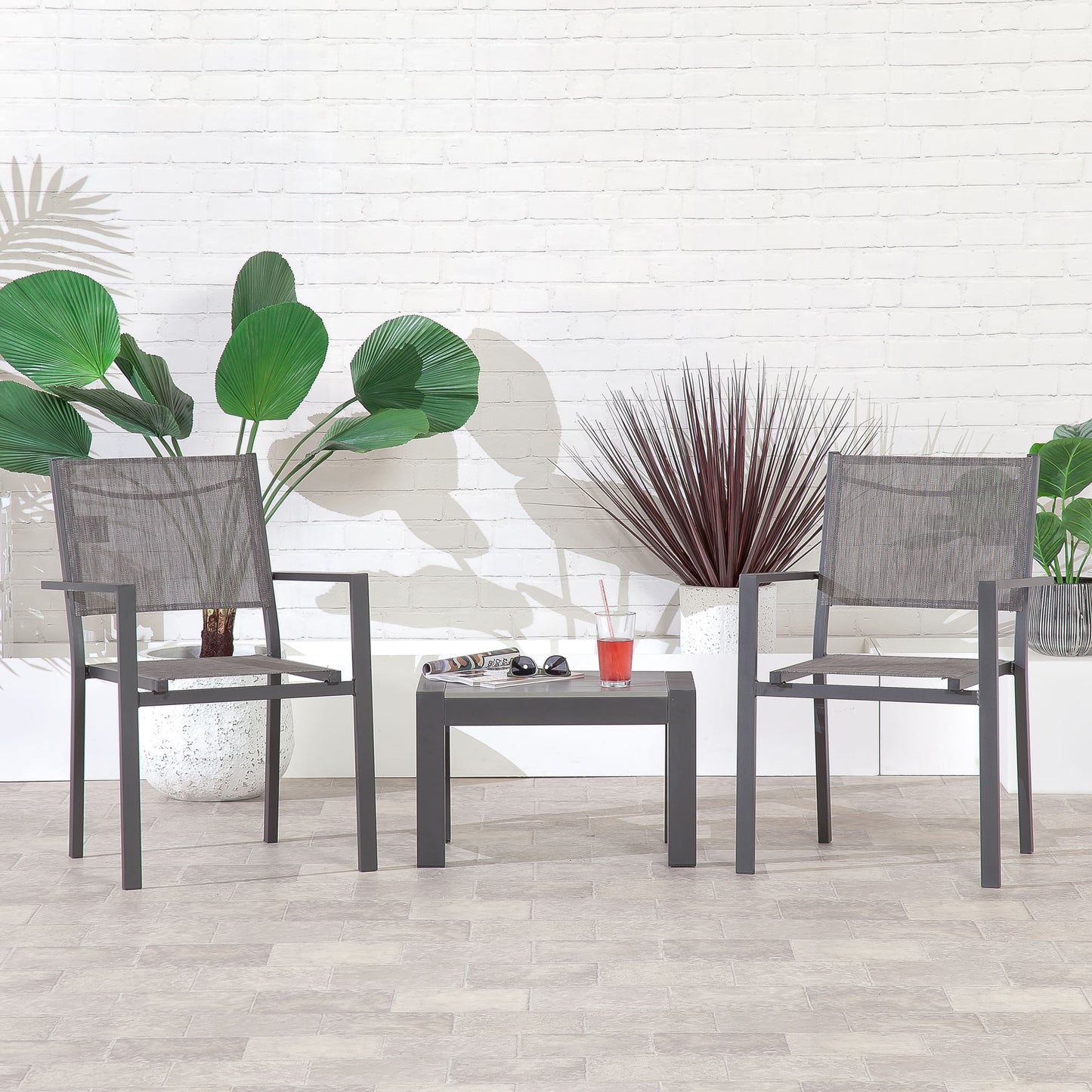 Adria Bistro Garden Set Aluminium Stacking - Vogue Vocus outdoor garden furniture set