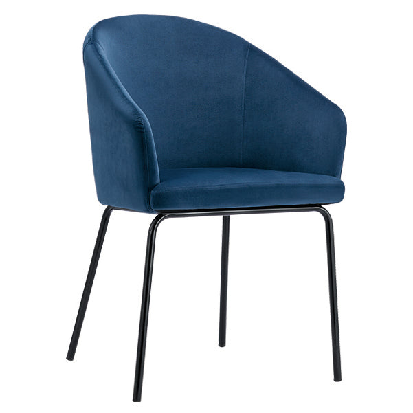 Hamburg Velvet Dining Chair Blue with Black Legs - luxury dining furniture