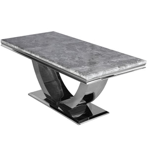 Arelle Marble Effect 1.8m Dining Table - Light Grey Marble