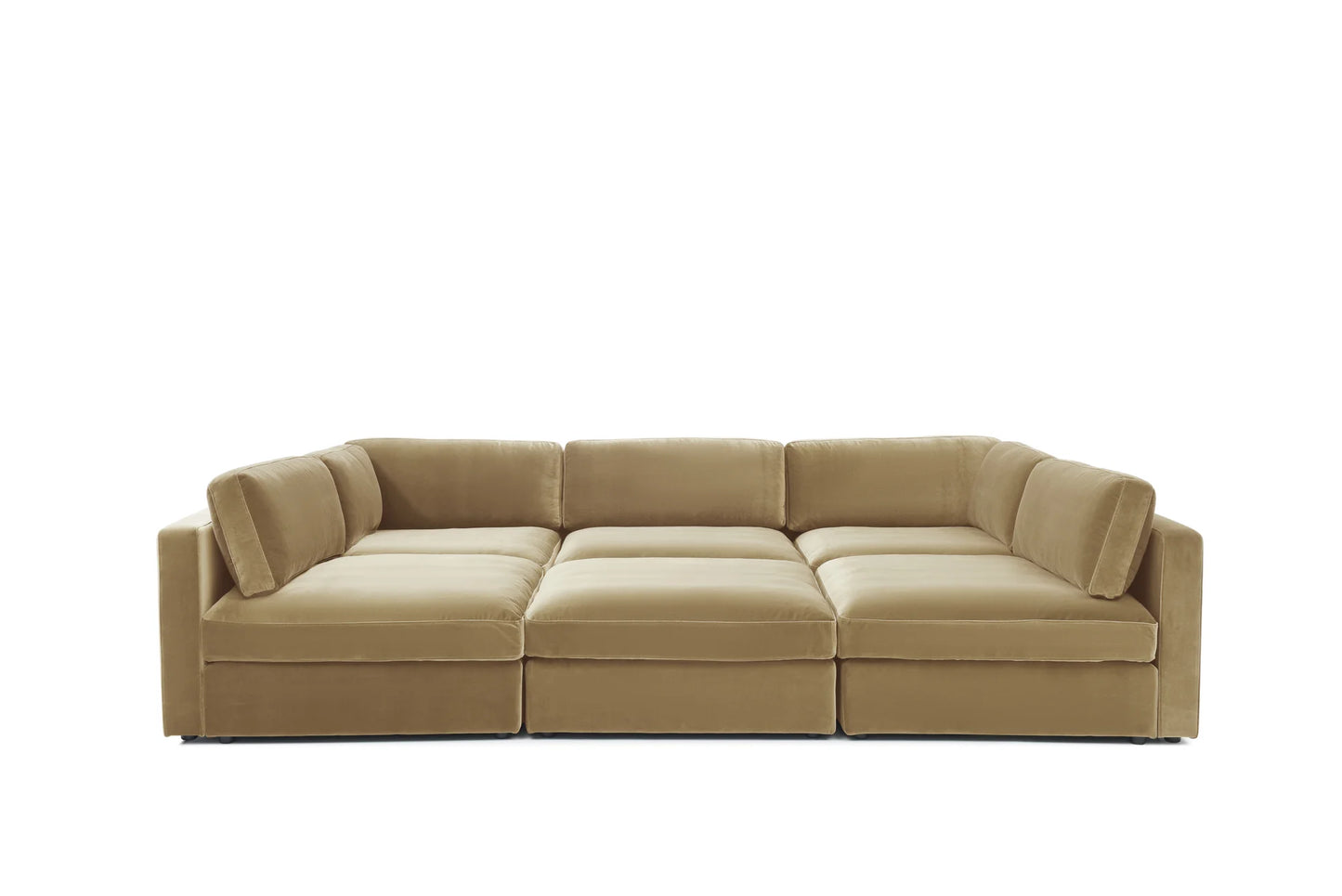 Belva Pit Modular Cinema Sofa - luxury fabric U-shape sofa in cream by Vogue Vocus
