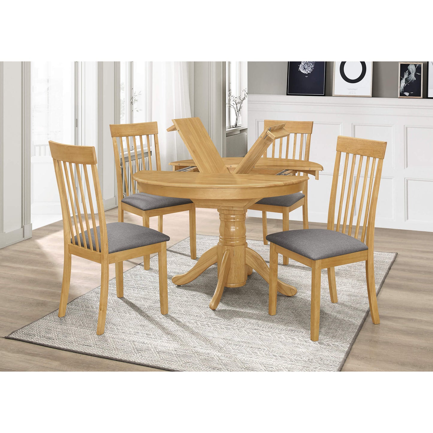 Leicester Dining Set with 4 Dining Chairs Light Oak - luxury dining furniture