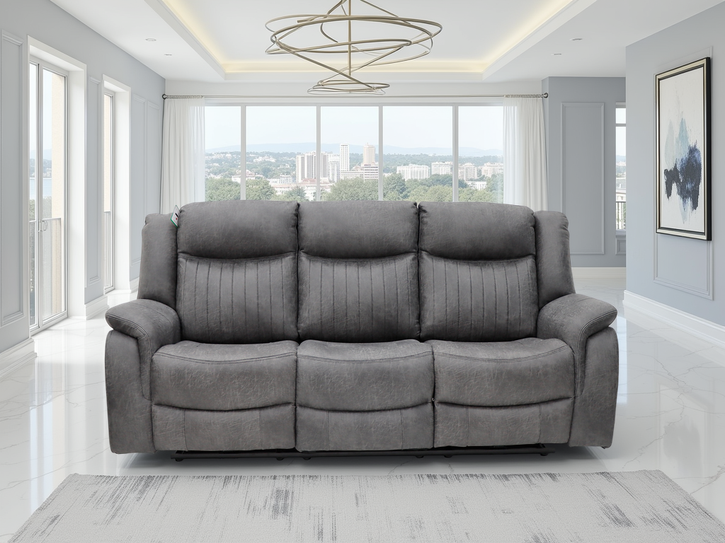 Milan 3 Seater Recliner Sofa in Grey