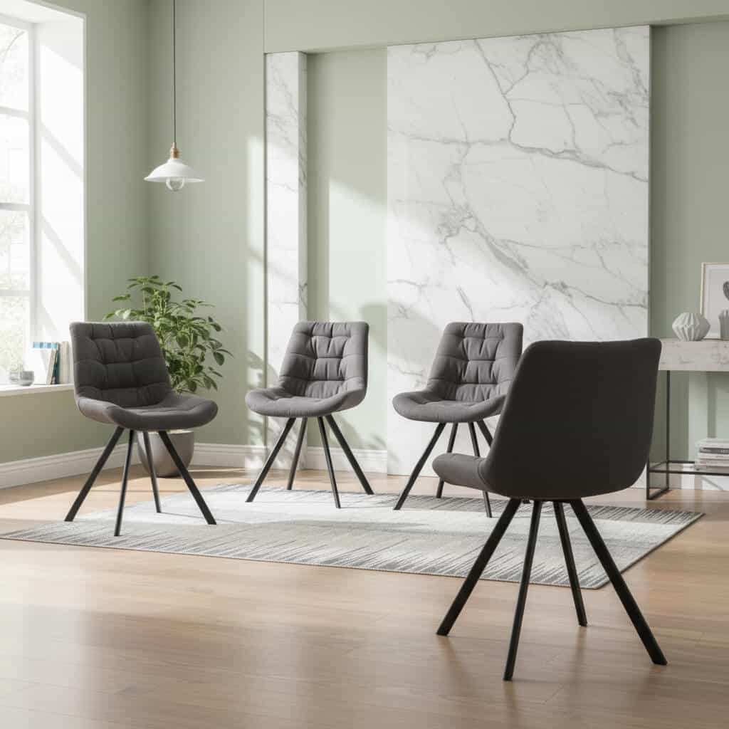 Malta Special Fabric and Faux Leather Dining Chair Grey and Black - luxury dining furniture