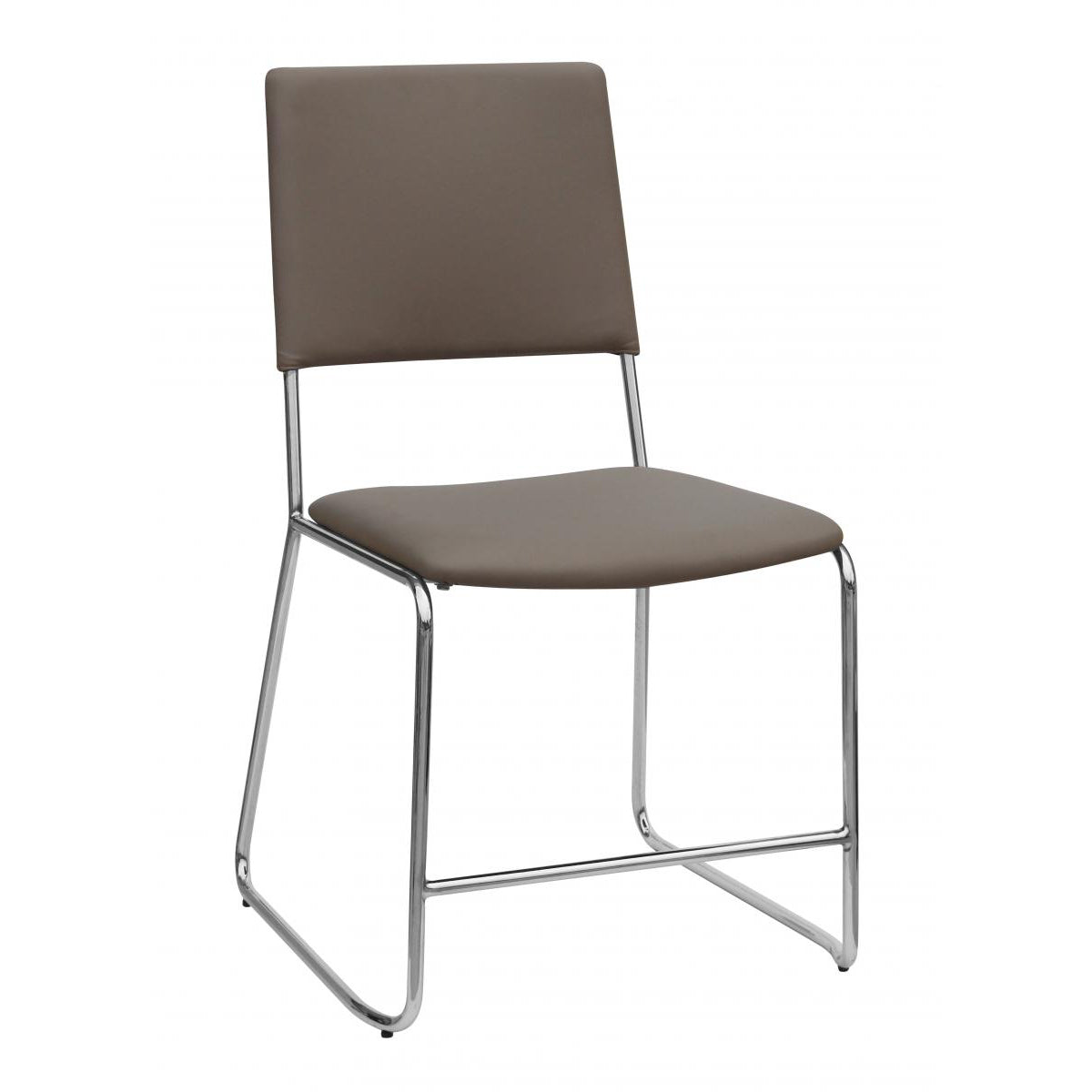 Nevis Faux Leather Dining Chairs Taupe and Chrome - luxury dining furniture