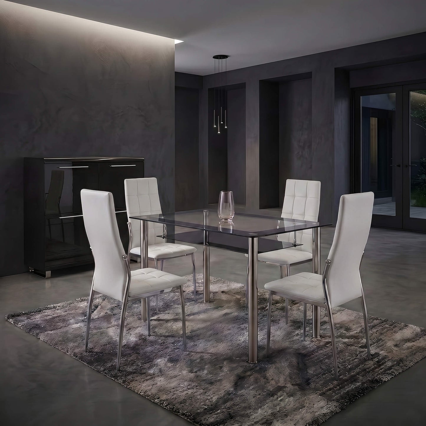 Oyster Faux Leather Dining Chairs White and Chrome - luxury dining furniture