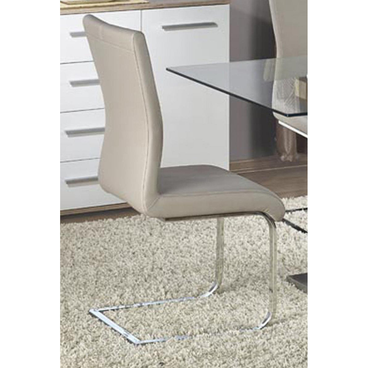 Simone Faux Leather Dining Chairs Chrome and Grey (2s) - luxury dining furniture