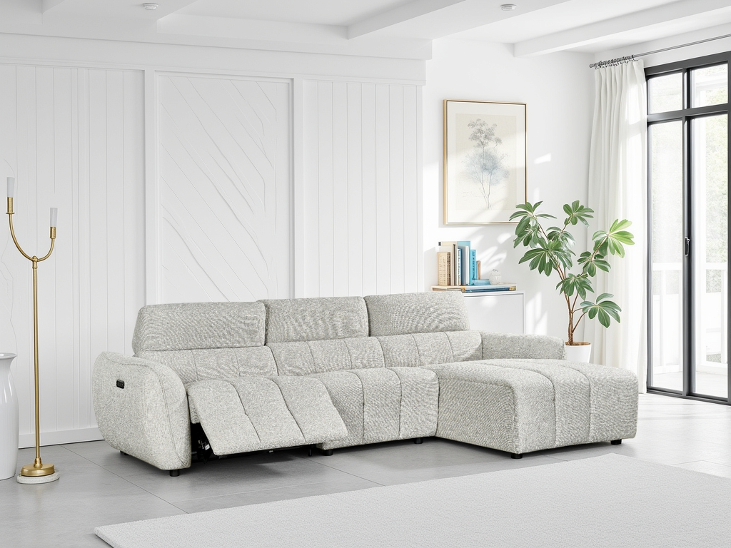 Florence Corner Recliner Sofa in Silver
