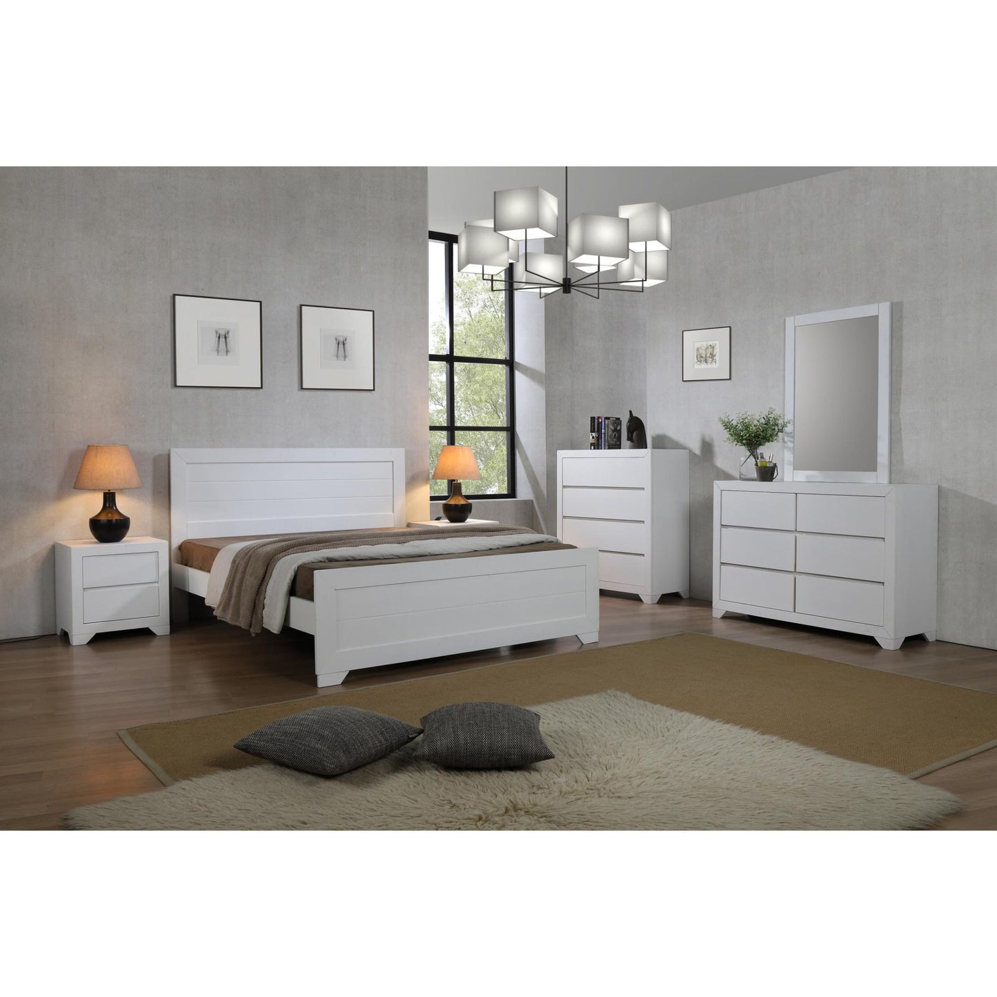 Zircon Bedside Table 2 Drawer White