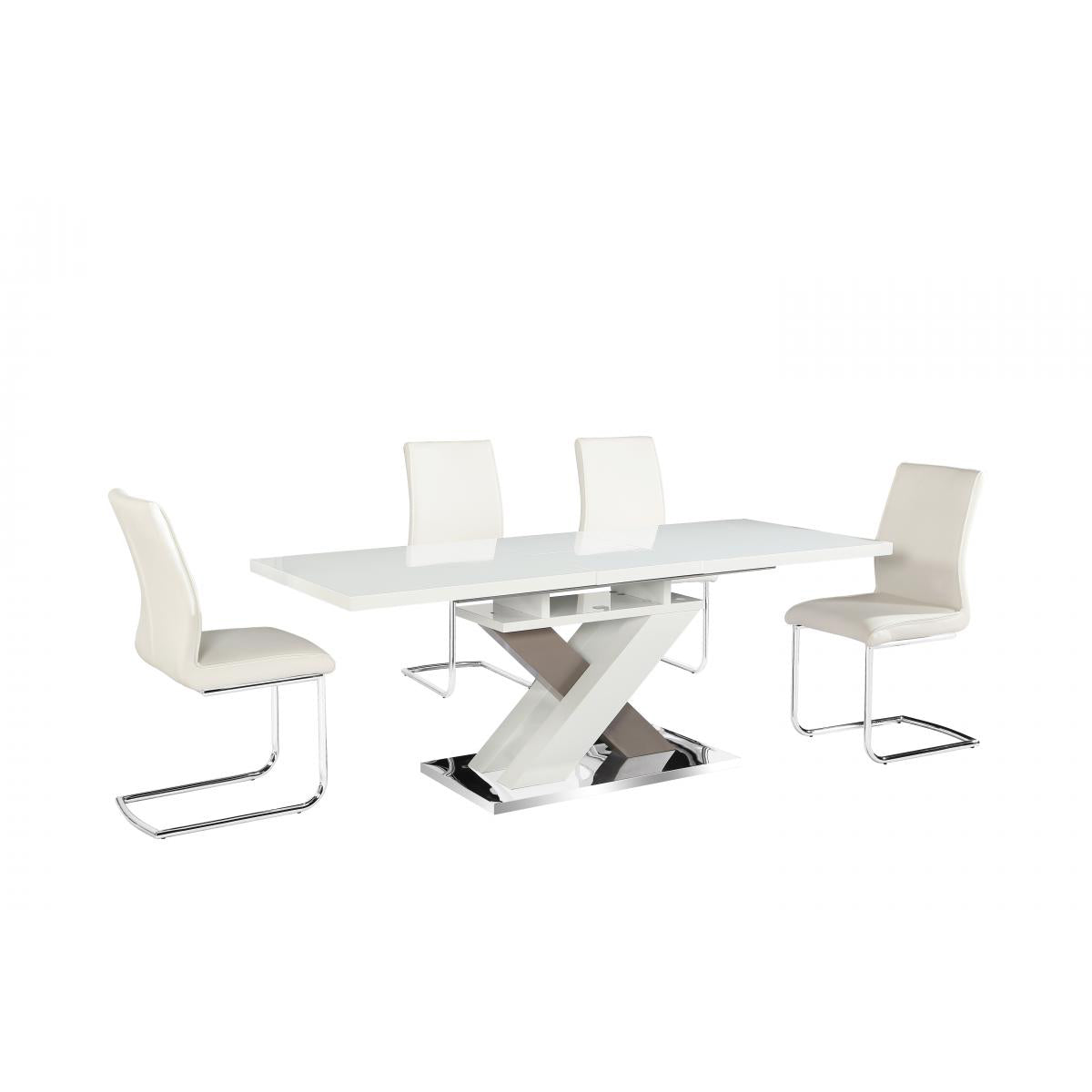 Honora Extending Dining Table High Gloss White and Grey - luxury dining furniture