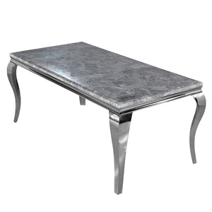 Louis Chrome Dining Table Collection - Light Grey Marble