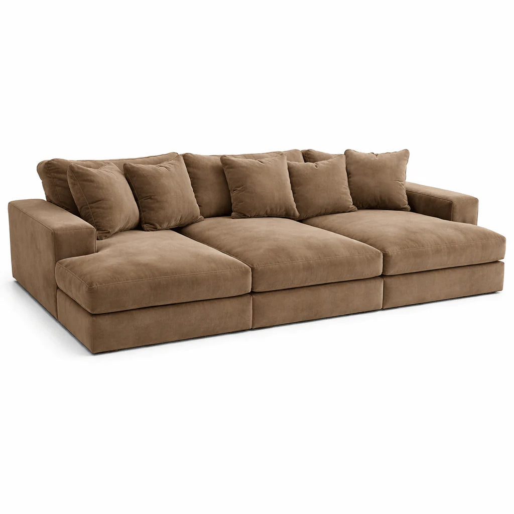 Oscar Cinema Velvet Sofa – 3 Seater with feather filled Cushions-Vogue Vocus