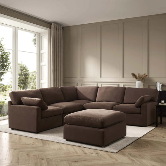 Savannah Feather left Hand Corner Sofa - Chocolate