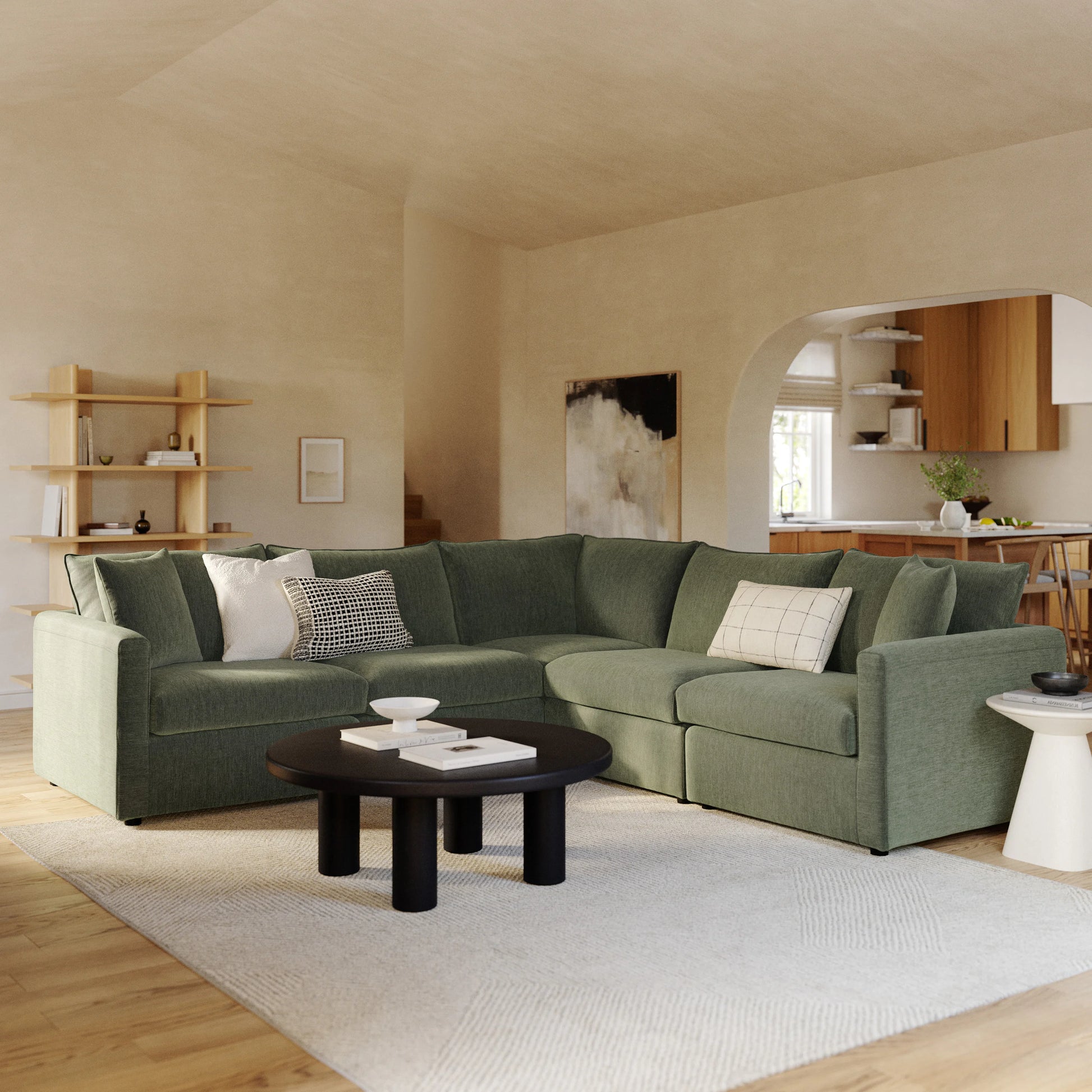 Lenae Corner Sofa - luxury chenille corner sofa in green by Vogue Vocus