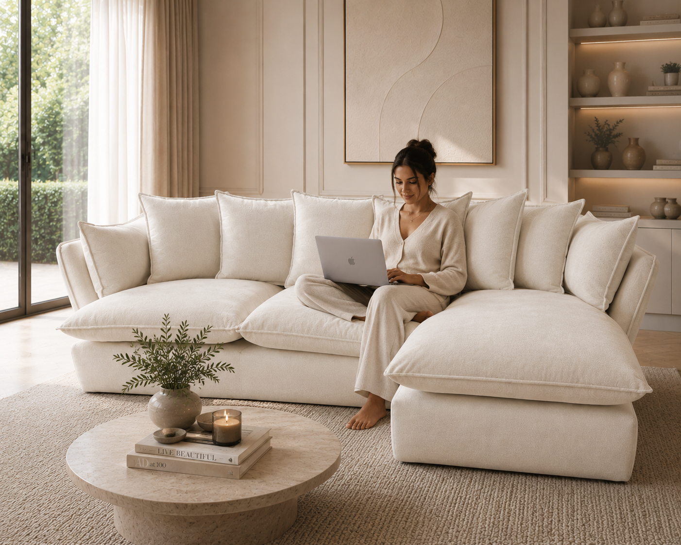 Marino Right Hand Chase Feather Sofa - luxury velvet corner sofa by Vogue Vocus view 3