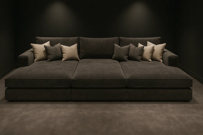 Oscar Cinema Velvet Sofa – 3 Seater with  feather filled Cushions