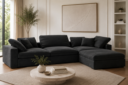 Madrid Complete Modular Set with Footstool Feather Sofa - luxury velvet corner sofa by Vogue Vocus