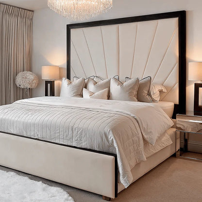 Madrid Cream & Black Sunburst Bed