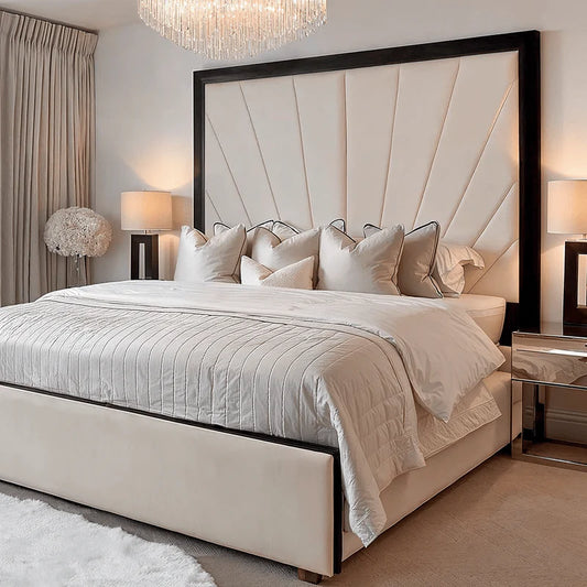 Madrid Cream & Black Sunburst Bed