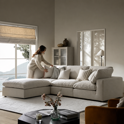 Sola Modular 3-Piece Chaise Corner Sofa With Feather Cushions - luxury velvet corner sofa by Vogue Vocus view 2