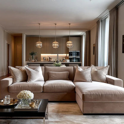 Regent Mink Velvet Medium Right Hand Facing Chaise End Sofa