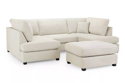 Nestle U Shape Beige Corner Sofa With Footstool