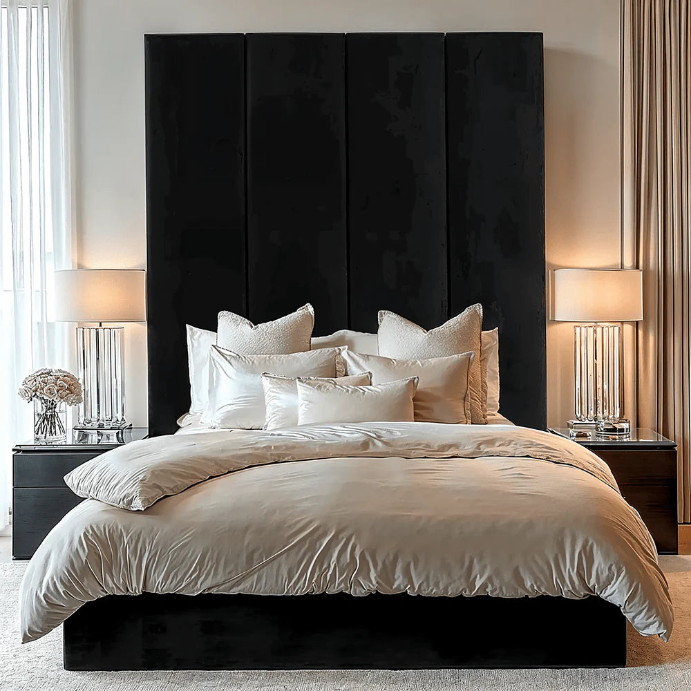 Luxe Black Velvet Wall Mounted Headboard
