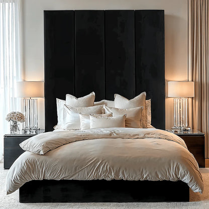 Luxe Black Velvet Wall Mounted Headboard