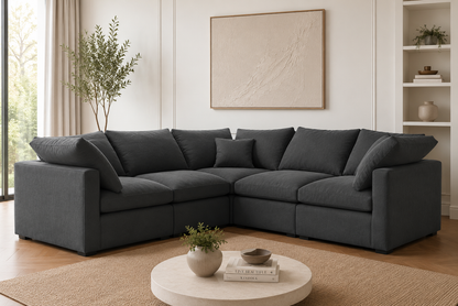 Madrid Modular Slim Medium Corner Feather Sofa - luxury velvet corner sofa by Vogue Vocus