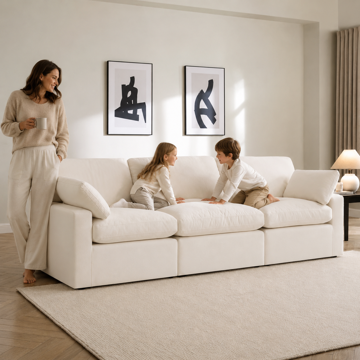 Savannah Feather 3 Seater - luxury velvet modular sofa in chocolate by Vogue Vocus view 2