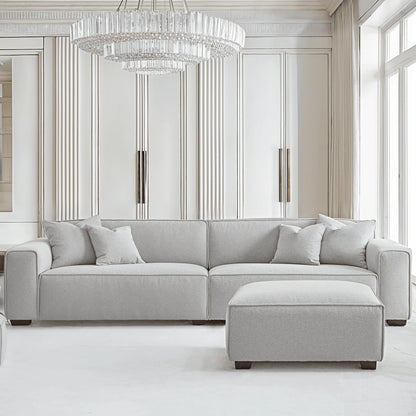 Victoria Duck feather Boucle 4 Seater Sofa with Footstool