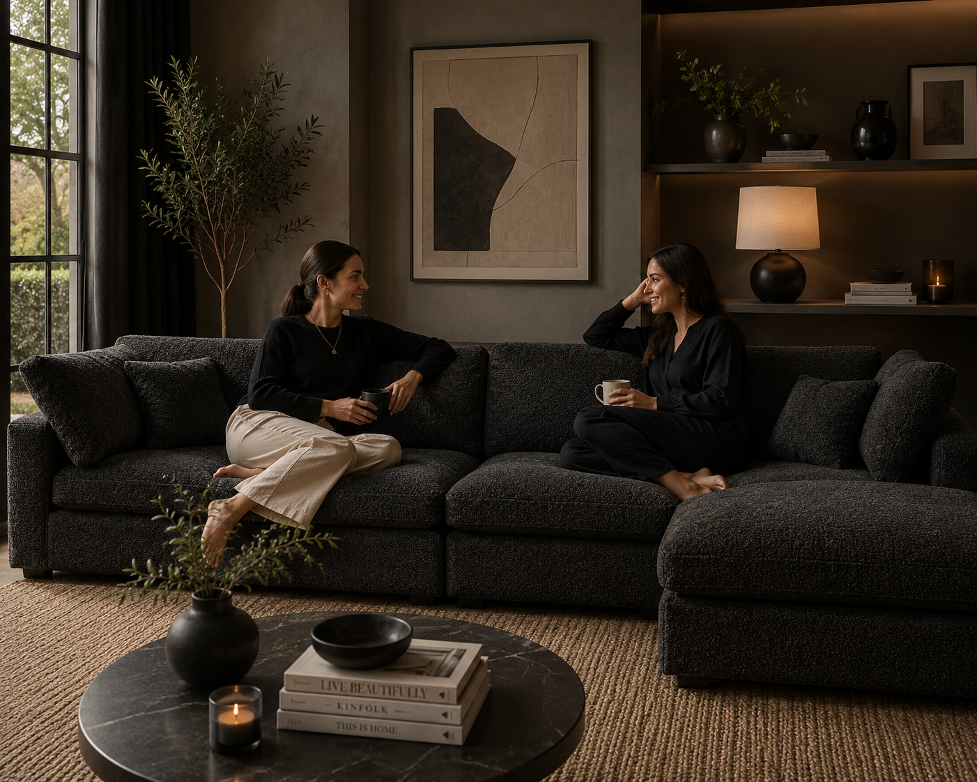 Sola Modular 4 Piece Chaise Corner Sofa With Feather Cushions - luxury velvet corner sofa by Vogue Vocus view 2