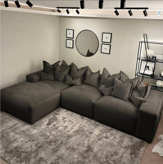 Astoria Black Elegance Pillow Back Corner Sofa (LH Facing Large Sofa)