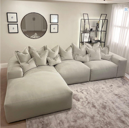 Astoria Silver Elegance Pillow Back Corner Sofa (RH Faceing Large Sofa)