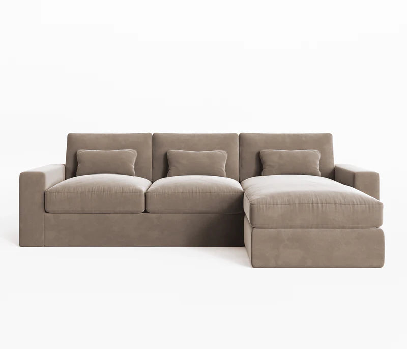 Regent Mink Velvet Medium Right Hand Facing Chaise End Sofa