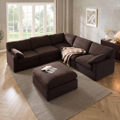 Savannah Feather left Hand Corner Sofa - Chocolate