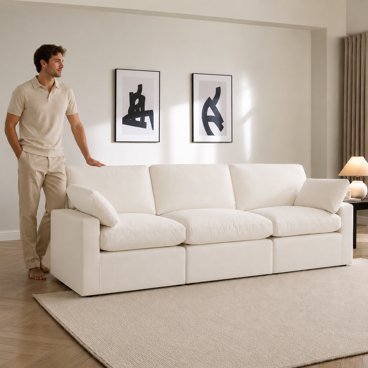 Savannah Feather 3 Seater - luxury velvet modular sofa in chocolate by Vogue Vocus view 3