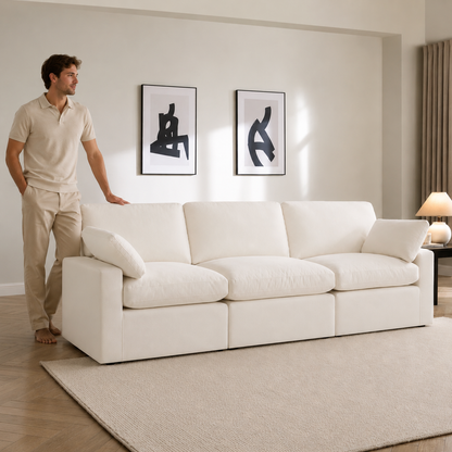 Savannah Feather 3 Seater - luxury velvet modular sofa in chocolate by Vogue Vocus view 3