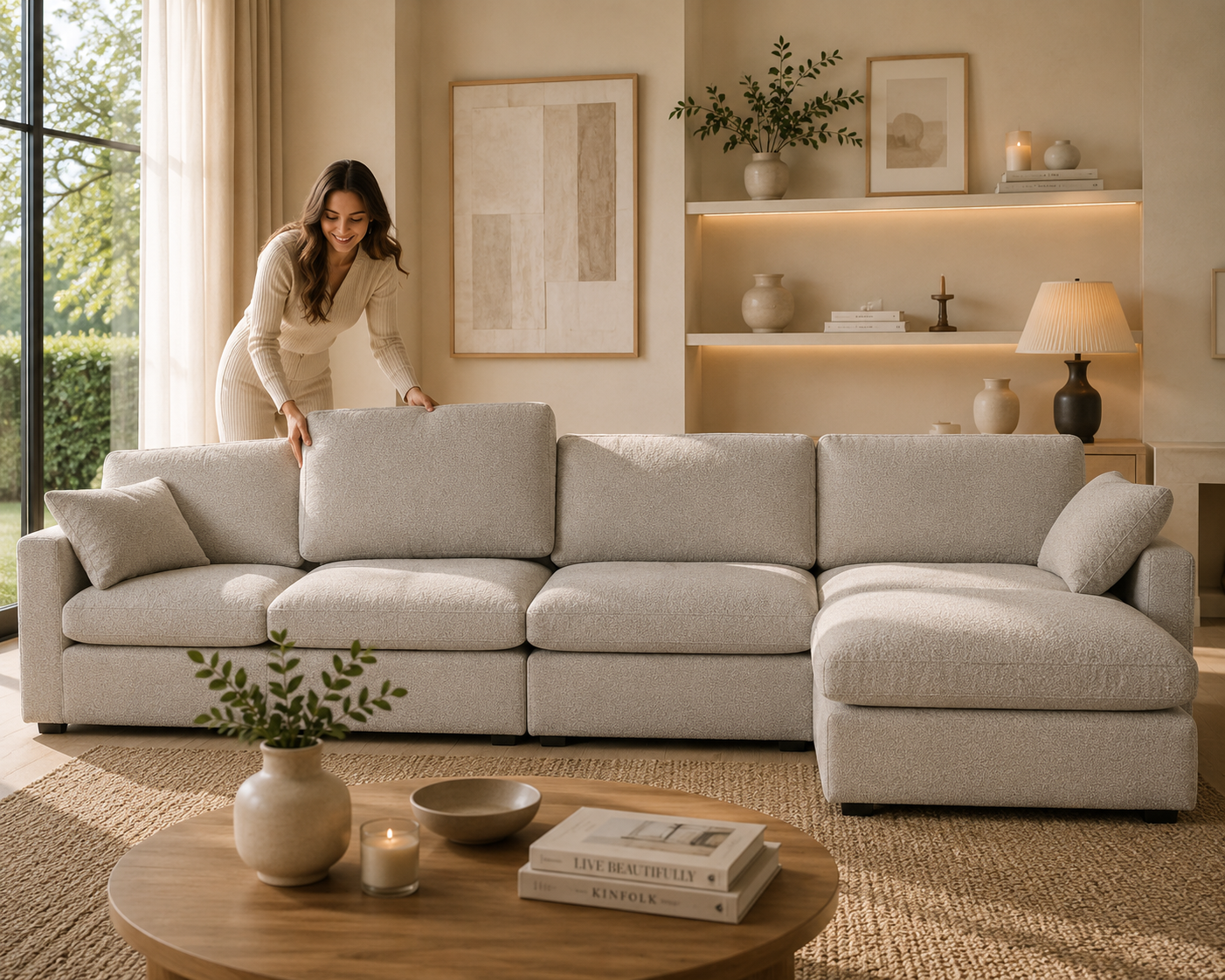 Sola Modular 4 Piece Chaise Corner Sofa With Feather Cushions - luxury velvet corner sofa by Vogue Vocus view 3
