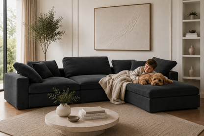 Madrid Complete Modular Set with Footstool Feather Sofa - luxury velvet corner sofa by Vogue Vocus view 2