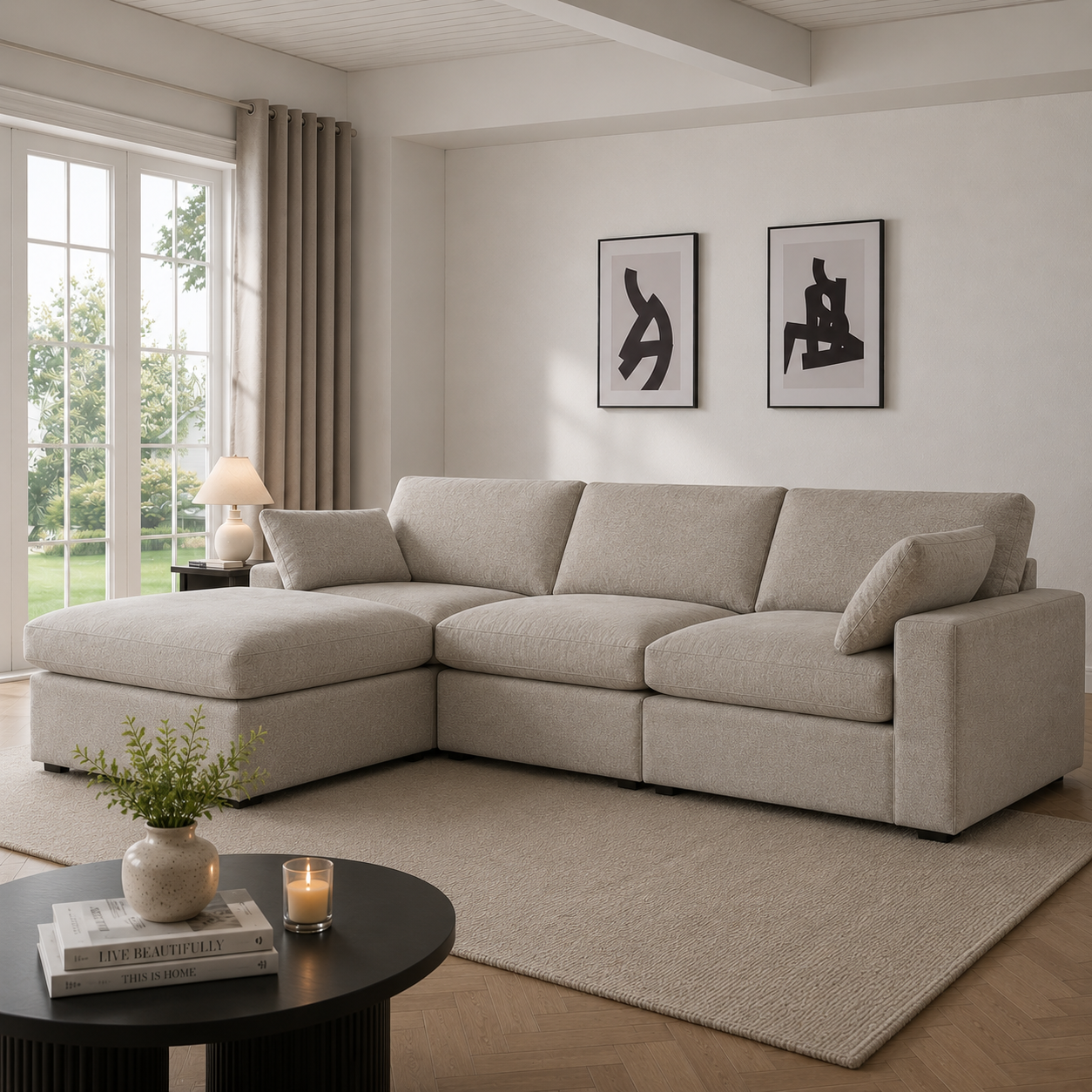Savannah Feather Left Hand Chaise Sofa - luxury velvet corner sofa in chocolate by Vogue Vocus view 11